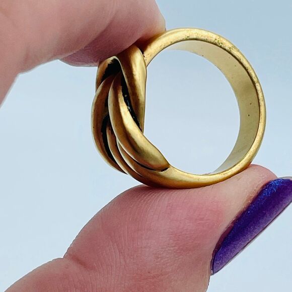 Lover's Knot Size 7 Gold Tone Ring Premier Designs "Forged" Band - Picture 6 of 9